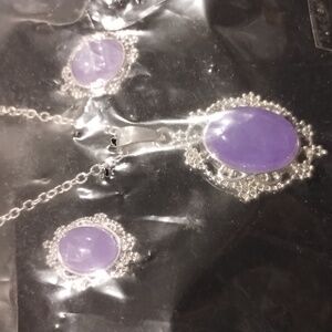 Lavender and Jade necklace and earrings set